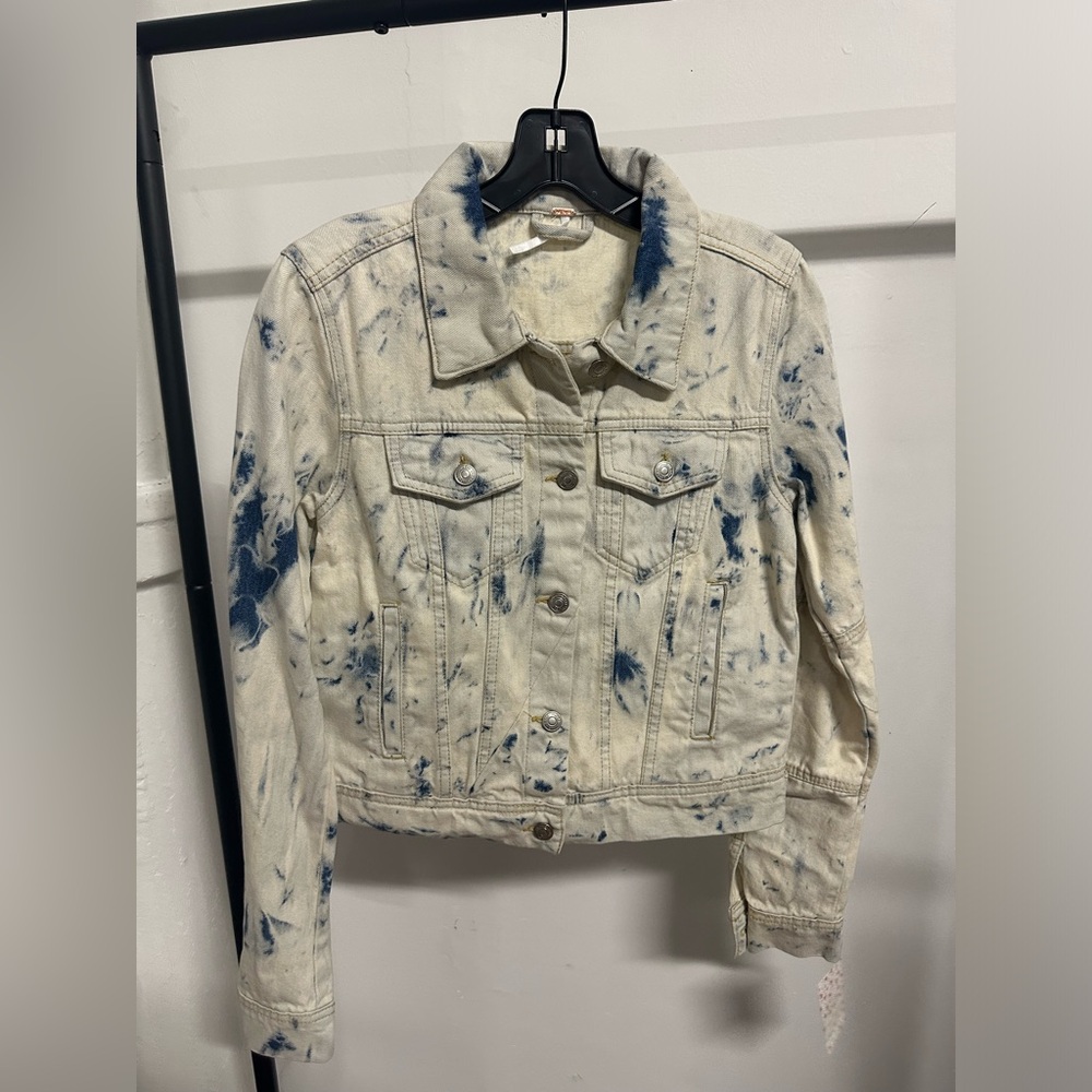 FREE PEOPLE JONES TIEDYE DENIM JACKET EXTRA SMALL NWT